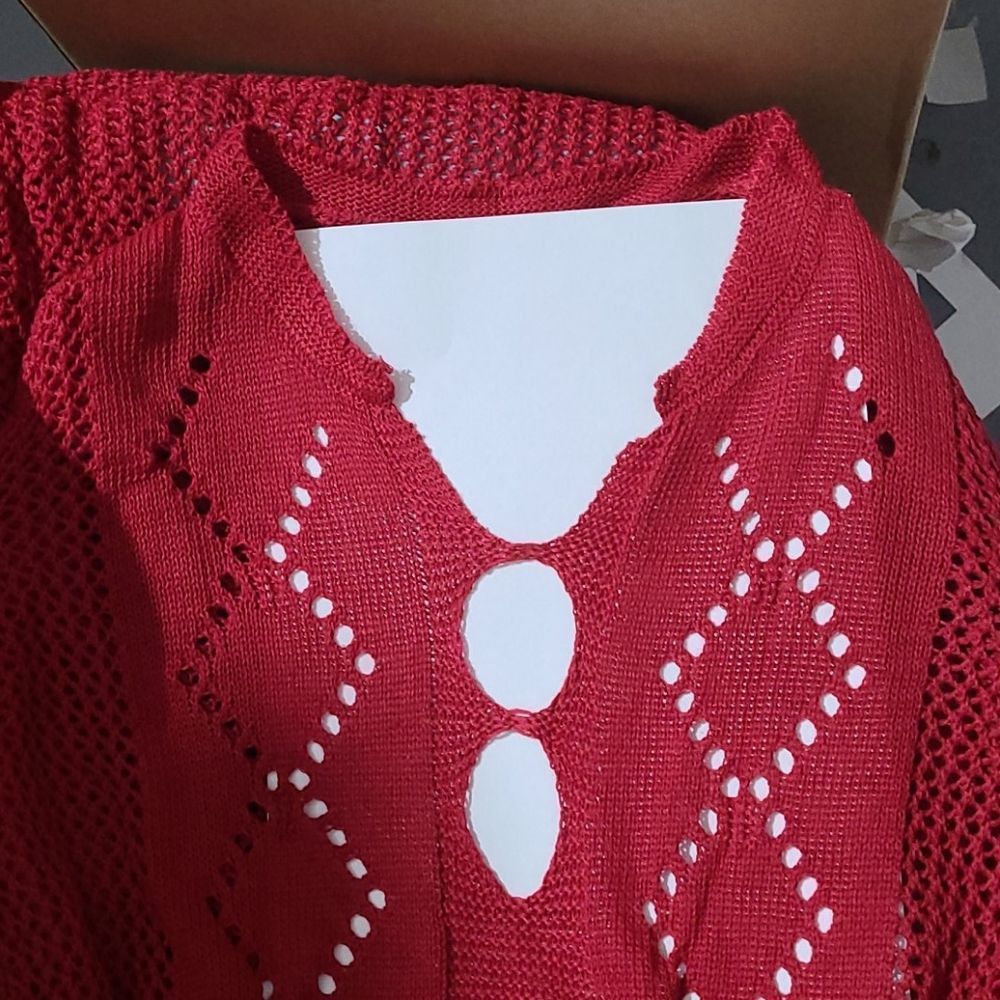 New Knitted Hollow Beach Blouse Crochet Cover Up L - Picture 4 of 4